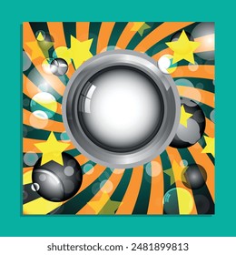 classic round frame with colorful background