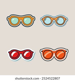 Classic Round Sunglasses Sticker with Bold Colors for a Cool Summer Look