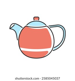 Classic Round Teapot. Traditional teapot with a round body, short spout, and lid.