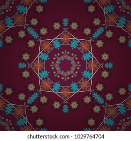 Classic round vintage pattern. Elegant vector ornament in classic style. Abstract traditional seamless pattern with oriental elements in brown, blue and red colors.
