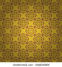 Classic round vintage pattern. Elegant vector ornament in classic style. Abstract traditional seamless pattern with oriental elements in brown, yellow and orange colors.