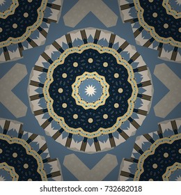 Classic round vintage pattern. Elegant vector ornament in classic style. Abstract traditional seamless pattern with oriental elements in black, beige and gray colors.