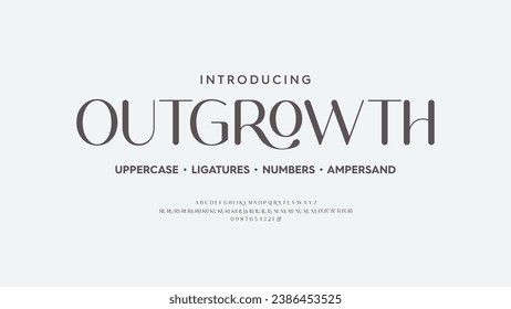 Classic rounded typography elegant. Lettering minimal fashion designs. Alphabet uppercase, ampersand, ligatures. 