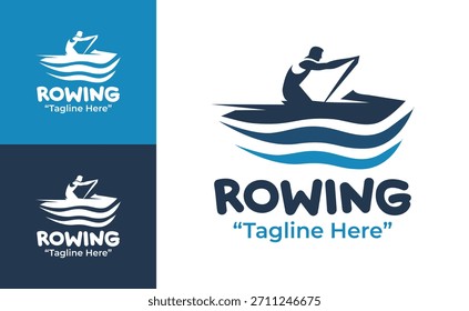 Ein klassisches Rudersymbol, das auf Mannschaften, athletische Organisationen und Wasserabenteuer-Branding ausgerichtet ist.