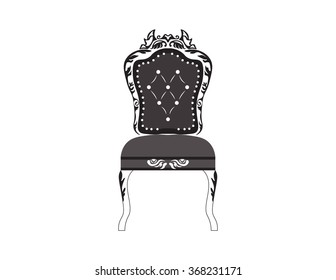 Classic royal armchair with rich ornaments . Vector sketch