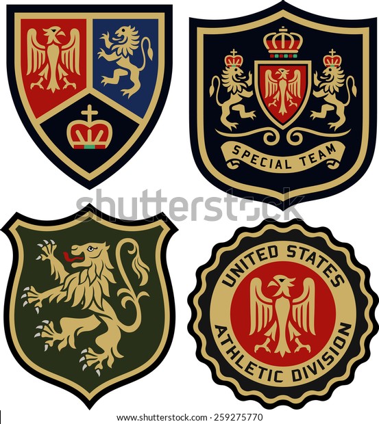 classic royal emblem heraldic badge set.\
Embroidery emblem template vector\
graphic.