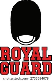 Clássico Royal Guard chapéu tipografia t-shirt design ilustração vetorial para a cultura britânica Londres turismo história e patrimônio nacional em fundo transparente.