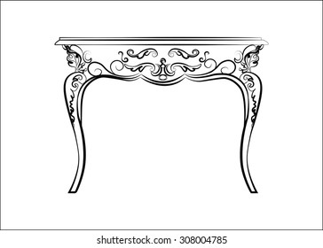 Classic royal ornament table furniture. Vector