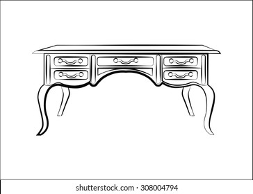 Classic Royal Ornament Table Furniture Drawers Stock Vector (Royalty ...