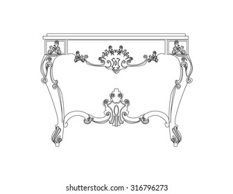 Classic royal table with luxurious ornaments. Vector