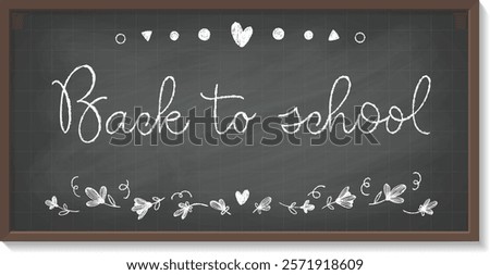 A classic rubbed out chalkboard with a hand lettering Back to school, old blackboard for classroom, cafe or restaurant menu, perfect for educational or back-to-school designs.