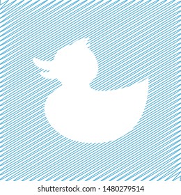 Classic  rubber duck, vector illustration created by simply line, blue background