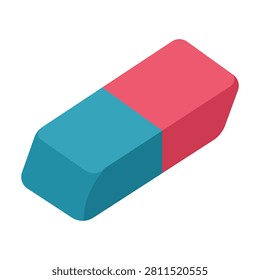 Classic rubber eraser for correcting pencil writing illustration flat vector isolated on white background school education office stationery supply concept design