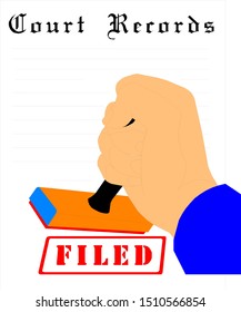 Classic rubber stamp in hand Vector illustration
