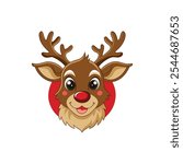 Classic Rudolph Reindeer Head Vector for Holiday Projects