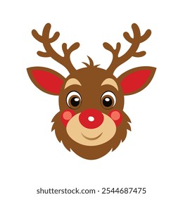 Vetor de cabeça clássico Rudolph Reindeer para projetos de férias