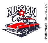 Classic russian muscle car logo, emblem, badges isolated on background. Old russian car vector illustration