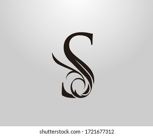 Classic S Letter logo. Graceful royal style Initial S. Vintage drawn emblem for book design,wedding invitation, brand name, business card, Restaurant, Boutique, Hotel. 