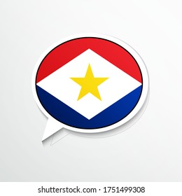 Classic Saba country flag on speech bubble. Abstract languages concept flat illustration