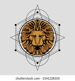 classic sacred geometry lion vector