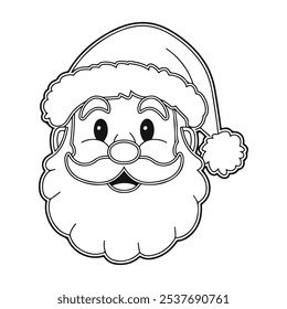  Esquema clásico de la cara de Santa Claus, Ilustración festiva de la cara de Santa Claus, Esquema de personaje de Santa Claus de Navidades