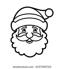  Classic Santa Claus Face Outline,Festive Santa Claus Face Illustration,Christmas Santa Claus Character Outline