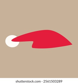 Classic Santa Claus hat vector featuring red velvet and a fluffy white trim with a pom-pom. Perfect for holiday designs, Christmas decorations, and festive illustrations.