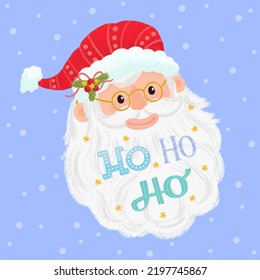 Classic Santa Claus Head. Ho ho ho! text.