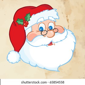 Classic Santa Claus Head Old Paper Texture