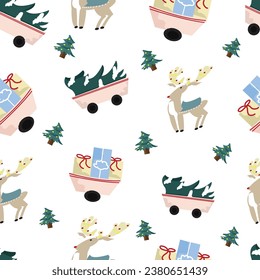 Classic Santa with tree christmas Claus for pattern Background
