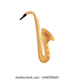 Classic saxophone. Wind instrument. Vector illustration on white background.