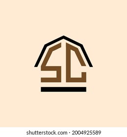 classic SC in barn shape logo vector
