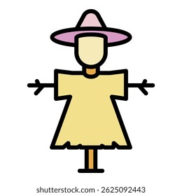 Classic scarecrow icon. Outline classic scarecrow vector icon color flat isolated
