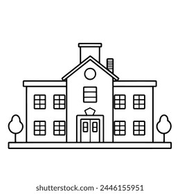 Classic school building outline vector, perfect for educational and academic projects.