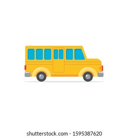 Classic School Bus with Yellow  flat cartoon design Vector Illustration, isolated on white background, suitable for education element or icon.