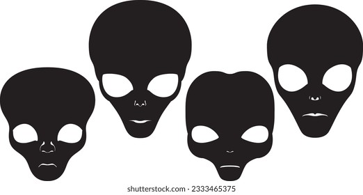 Classic SciFi Alien Vector Set Illustration