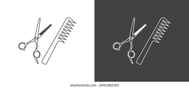 Classic scissors and comb icon. Barbershop icon , salon, hairdresser, haircut, hairdresser symbol or hair cutting tool icon. Barber shop vector stock illustration.