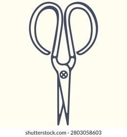 Classic scissors isolated minimalist line art illustration for packaging, crafting, stationery, office supplies, gift wrapping and creative workspace branding