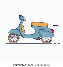 Classic scooter for book illustration. A simple flat vector design.