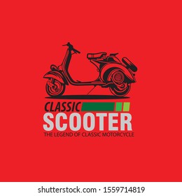 Classic scooter design for Shirt, emblem, sticker pack.- Vector