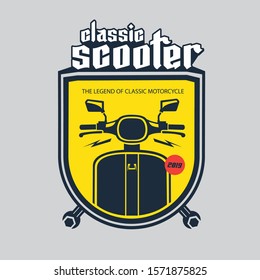 Classic scooter design for Shirt, emblem, sticker pack.- Vector