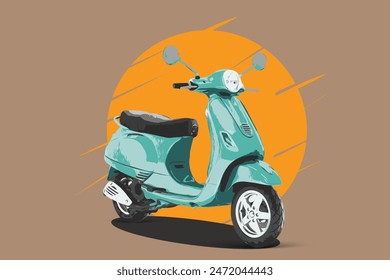 classic scooter motorcycle vector illustration