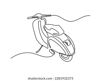 Classic scooter oneline continuous single editable line art