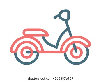 Ilustração do perfil lateral do scooter clássico. Um design de scooter estilo vintage adequado para banners ou anúncios com um farol redondo.
