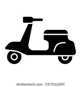 Classic scooter solid icon, transportation symbol, Moped vector sign on white background, delivery motorcycle icon in glyph style for mobile concept and web design. Vector graphics