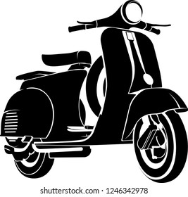 Classic Scooter Vektorgrafik Monochrom Design Illustration