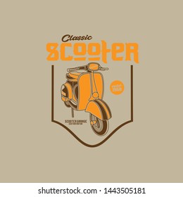 classic scooter vintage for tshirt design , emblem, and sticker. - Vector