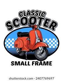 Classic Scooter Vintage Vector Illustration