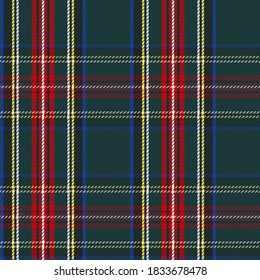 Classic Scottish Tartan Design. Red, Green, Yellow and Blue Traditional Tartan Plaid Seamless Pattern. Flannel Shirt Tartan Print.