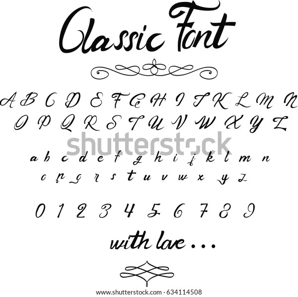 Classic Script Font Vector Font Stock Vector (Royalty Free) 634114508